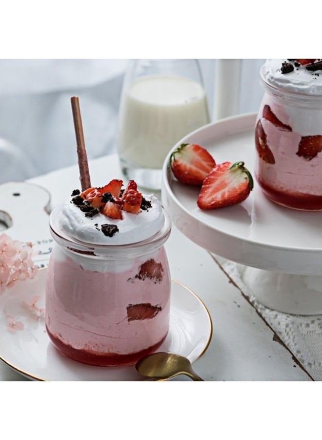 Luxoraq Yoghurt Jars, 200ml pudding Jar with Plastic Lid, 12-Pcs  Glass Container For Milk Jams Jelly Mousse Yogurt Making & Honey - Reusable, Round Containers for Home Kitchen Storage - Image 4